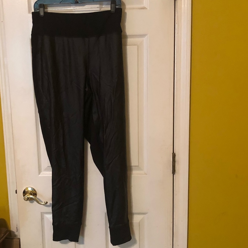 Faux leather front leggings